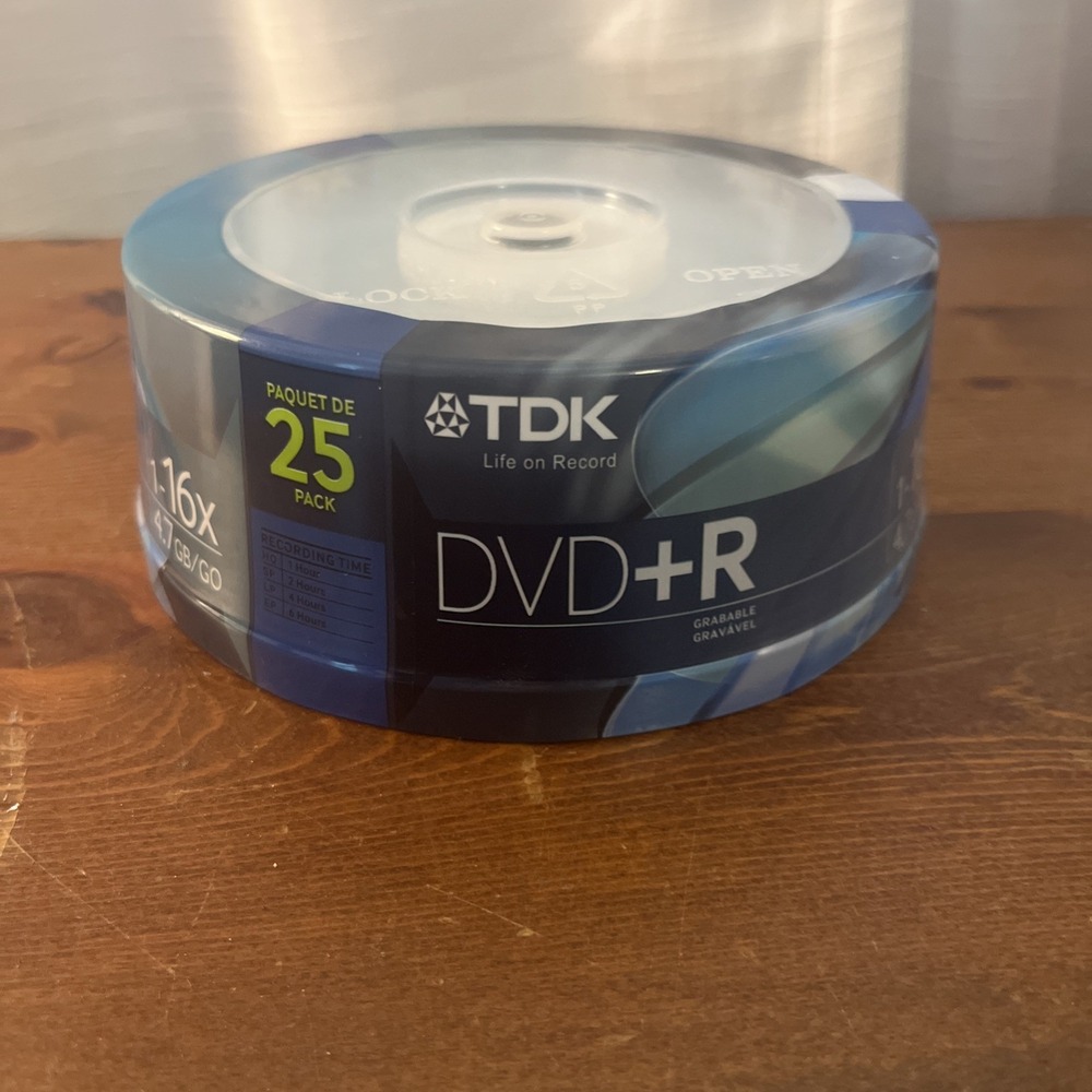 TDK DVD + R 25‎ Pack Recordable/Inscriptable 1-16x 4.7GB SEALED